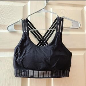 PUMA Women's Black Strappy Sports Bra